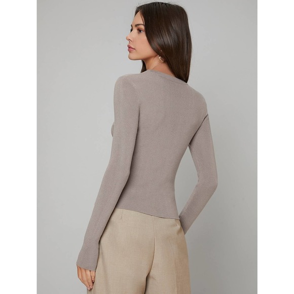 Solid Slim Sweater fitted minimalist grey beige - Picture 2 of 12